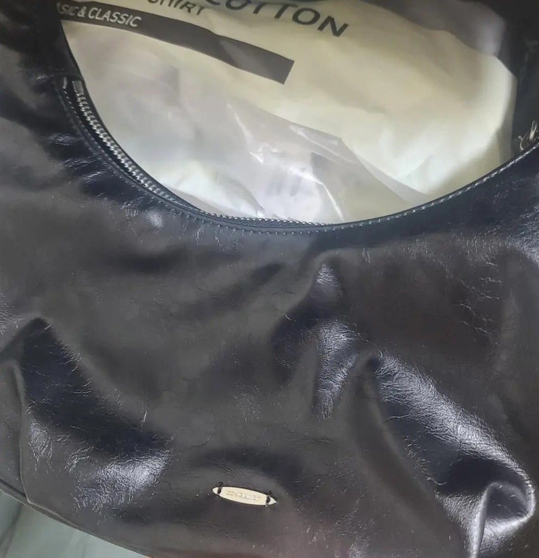 ★COVERNAT WOMAN★ Cloverheart padded shoulder bag black CO2 MUSINSA | COVERNAT WOMAN Clover Heart Flat Ribbon Shoulder