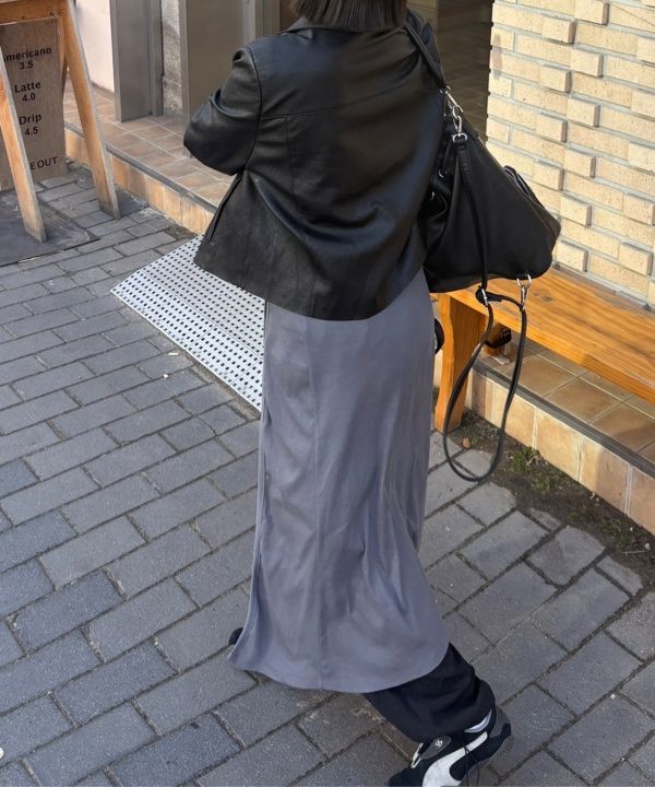 ◆MISEKI SEOUL◆ Long layered cardigan one piece CHARCOAL MS MUSINSA | MISEKI SEOUL Long layered cardigan one piece CHARCOAL