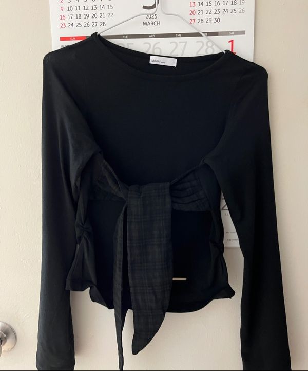 【Miseki SEOUL】25ss Check tie long sleeve MUSINSA | MISEKI SEOUL Check tie long sleeve BLACK