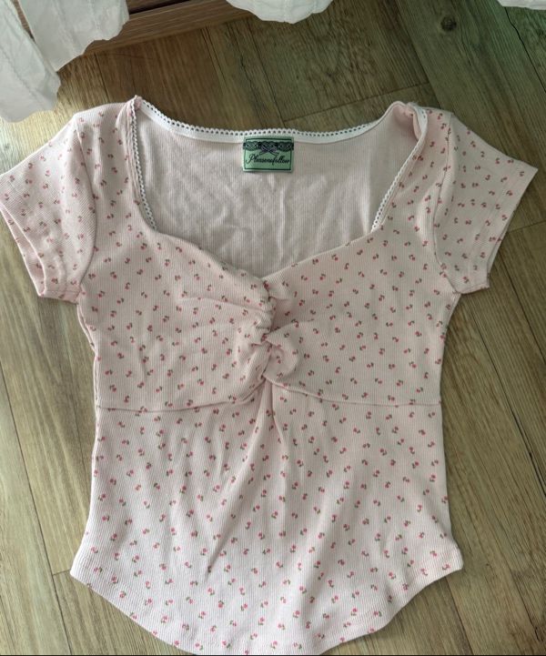 ◇Pleasenofollow◇ Daisy Lace Shirring Short Top Pink MUSINSA | PLEASENOFOLLOW Daisy Lace Shirring Short Top (White)