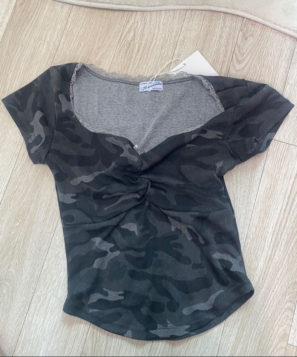 PLEASENOFOLLOW ■ Darlin Camo Shirring Short Top MUSINSA | PLEASENOFOLLOW Darlin Camo Shirring Short Top (Grey)
