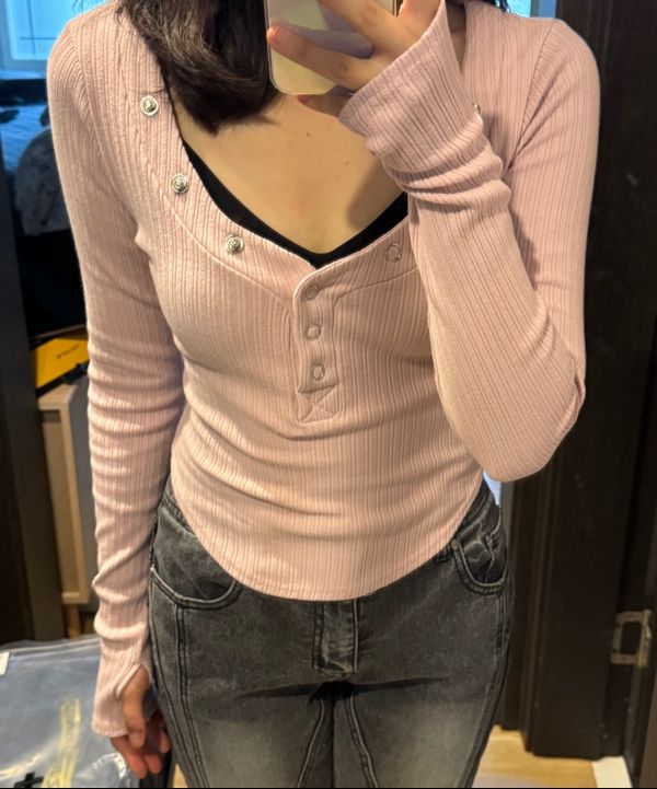 MUSINSA公式 | PLEASENOFOLLOW Bunny Snap Button Top ( Ver.1 ) (Pink)
