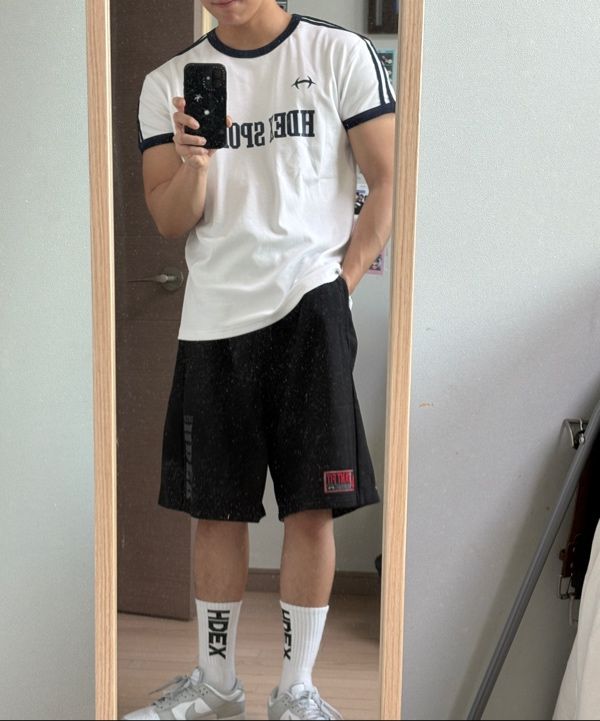 MUSINSA公式 | HDEX Sporty Ringer Muscle Fit Short Sleeve (White)