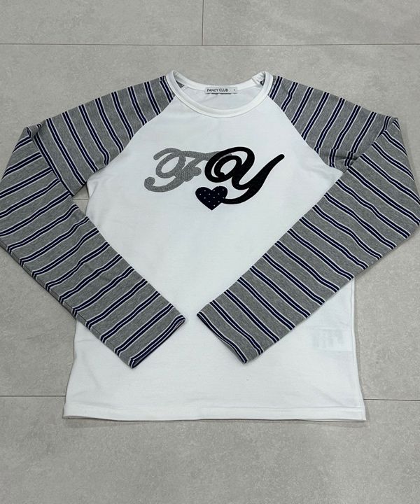 ★FANCY CLUB★ FY Patch Stripe Raglan Tee WHITEF25QB082 F25Q MUSINSA | FANCY CLUB FY Patch Stripe Raglan Tee (WHITE)_F25QB082