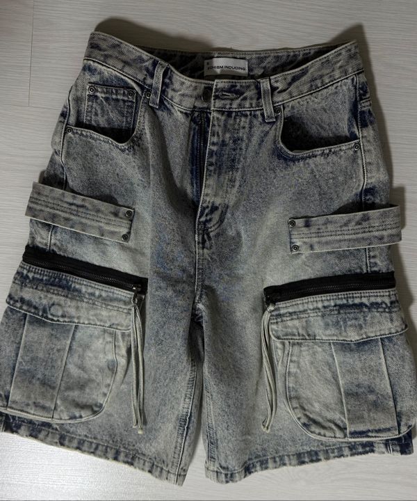 [SCHISM INDUCING] DENIM CARGO JORTS /追跡付 MUSINSA | SCHISM INDUCING DENIM CARGO JORTS DARK GREEN