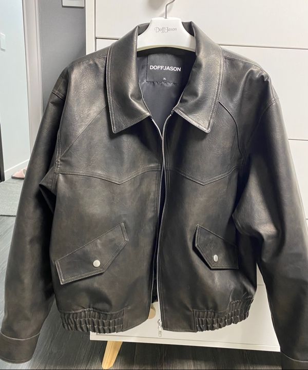 MUSINSA | DOFFJASON Western Leather Blue Jacket BLACK