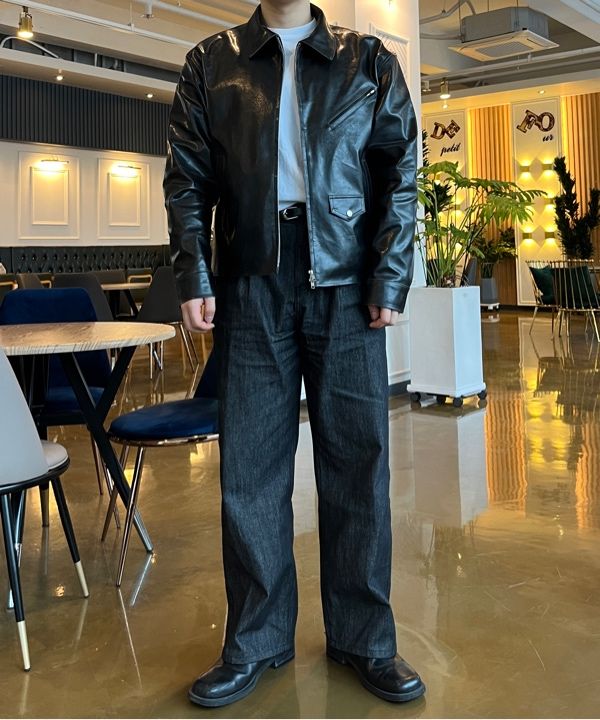 MUSINSA | DOFFJASON Pyro Single Leather Jacket BLACK