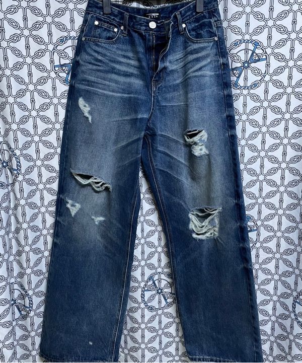 MUSINSA | DNSR Heritage Destroyed Denim Pants Blue