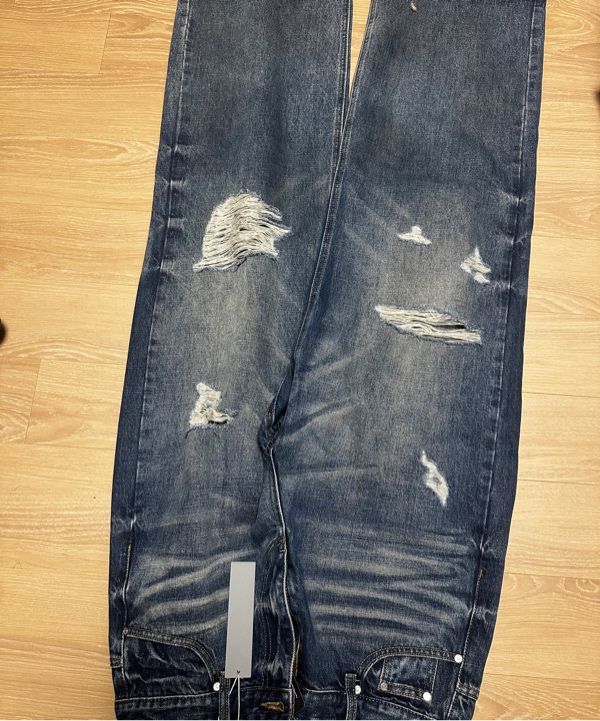 MUSINSA | DNSR Heritage Destroyed Denim Pants Blue