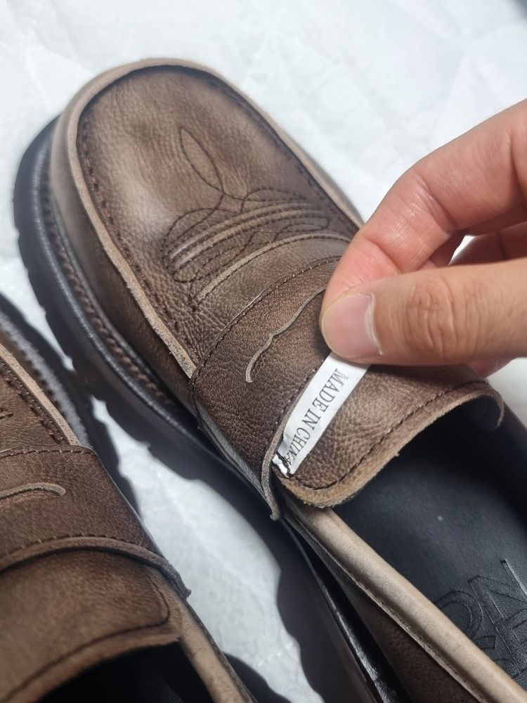 MUSINSA | DNSR Mammoth Western Horseleather Loafer Black