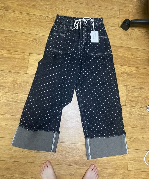 ★FANCY CLUB★ String Dot Roll-up Pants BLACK F25QD890 F25QD MUSINSA | FANCY CLUB String Dot Roll-up Pants (BLACK) F25QD890