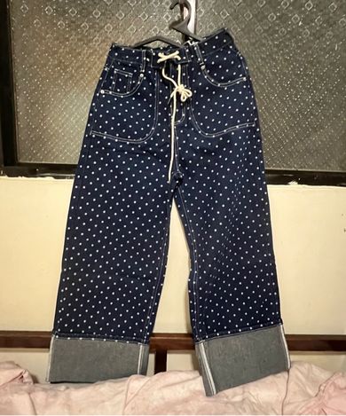 MUSINSA公式 | FANCY CLUB ストリングドットロールアップパンツ (BLUE