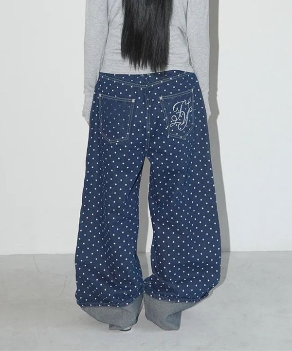 MUSINSA | FANCY CLUB String Dot Roll-up Pants (BLUE) F25QD890