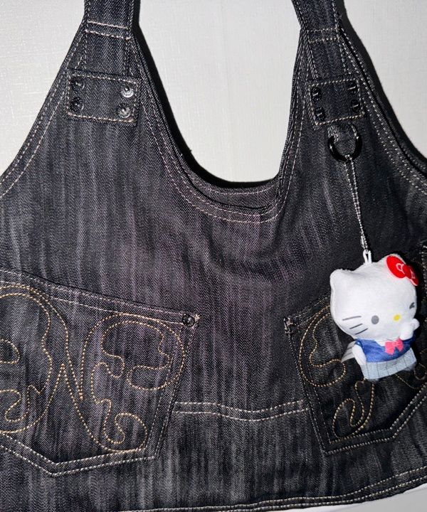 ☆fancy club☆ Big Pocket Denim Shoulder Bag BLACK F25QE991 MUSINSA | FANCY CLUB Big Pocket Denim Shoulder Bag (BLACK