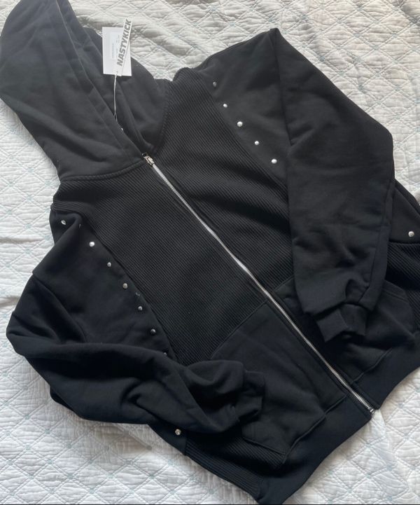 MUSINSA公式 | NASTYKICK Waffle Stud Hoodie (Black) K25QA660