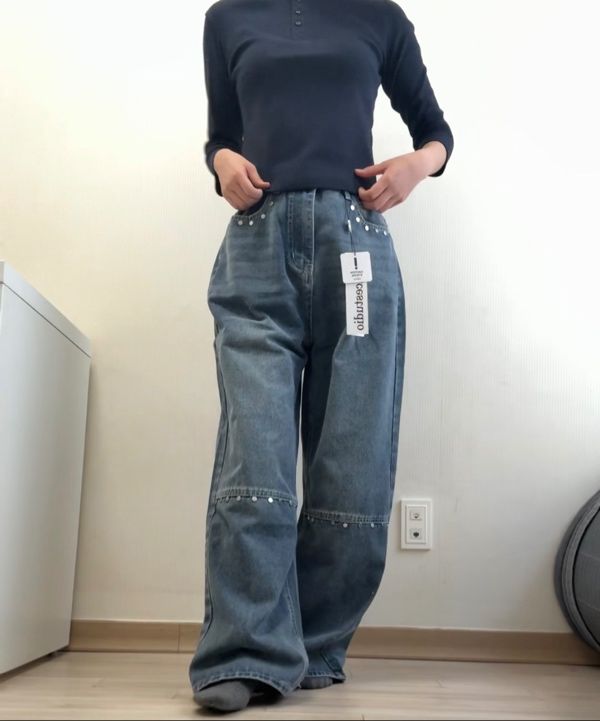 MUSINSA公式 | PLACE STUDIO 切り替えラインリベットポイントワイド