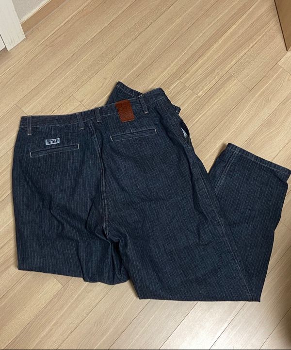 MUSINSA | YESEYESEE Two Tucked Ripstop Denim Pants Dark Indigo