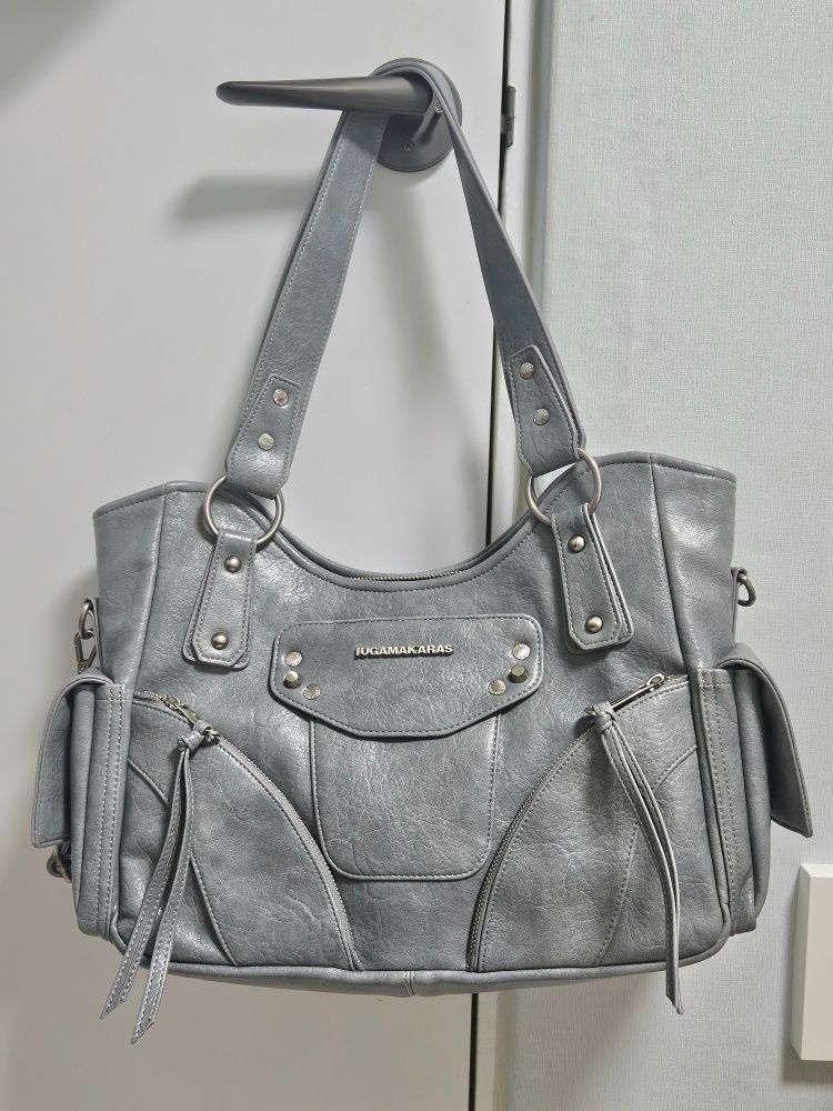 バッグ Studded Leather Shoulder Bag (Sky Blue) MUSINSA | IUGAMAKARAS Studded Leather Shoulder Bag (Sky Blue)