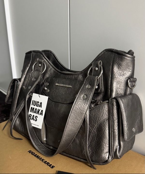 IUGAMAKARAS Studded Shoulder Bag シルバー MUSINSA公式 | IUGAMAKARAS Studded Leather Shoulder Bag (Silver)