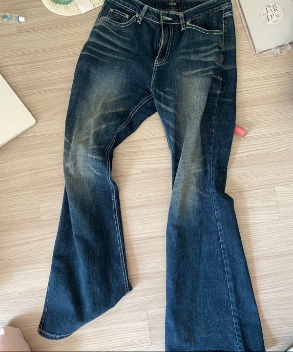 【BAON】[unisex] Mudit Cat Washing Wide Banding Denim Pants MUSINSA | SYNERJYN SAND CAT WASHING DENIM PANTS BLUE