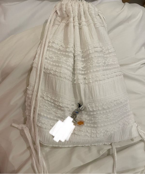 【MARGARIN FINGERS】25ss LACE FRILL STRING BAG MUSINSA公式 | MARGARIN FINGERS LACE FRILL STRING BAG (WHITE)