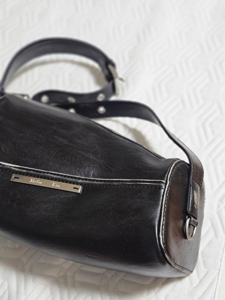 MUSINSA | MATIN KIM DIRTY WASHED DIAGONAL BAG IN BLACK