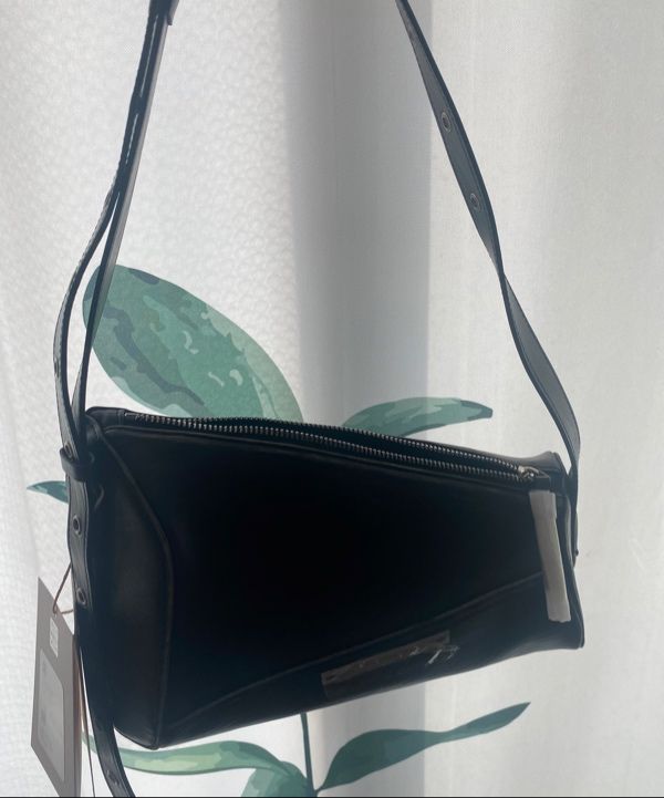MUSINSA | MATIN KIM DIRTY WASHED DIAGONAL BAG IN BLACK