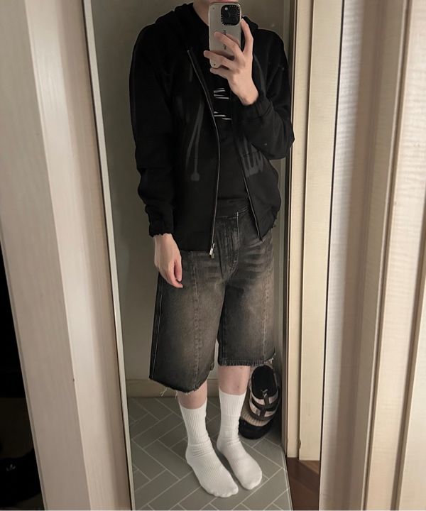 ★MATIN KIM ★BIG LOGO HOODY ZIP UP MUSINSA | MATIN KIM BIG LOGO HOODY ZIP UP IN BLACK