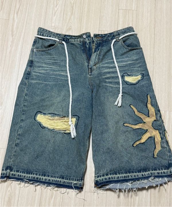 MUSINSA | XTONZ XP259 Sunshine Wide Bermuda Denim Pants (BLUE)