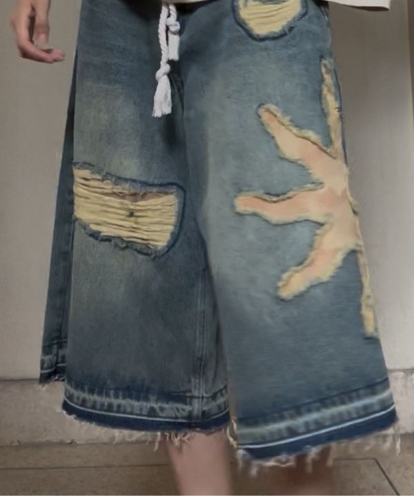 MUSINSA | XTONZ XP259 Sunshine Wide Bermuda Denim Pants (BLUE)