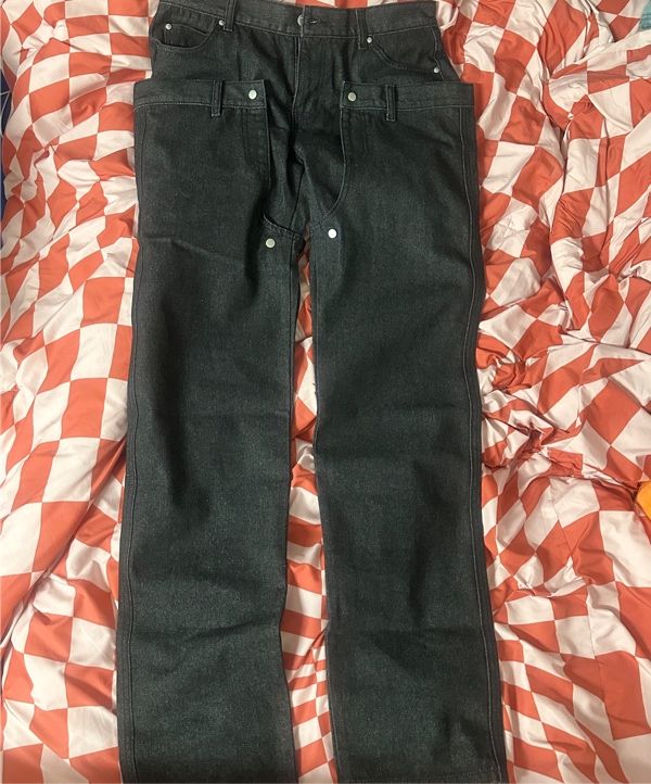 MUSINSA | OJOS Detachable Button Denim Pants / Black