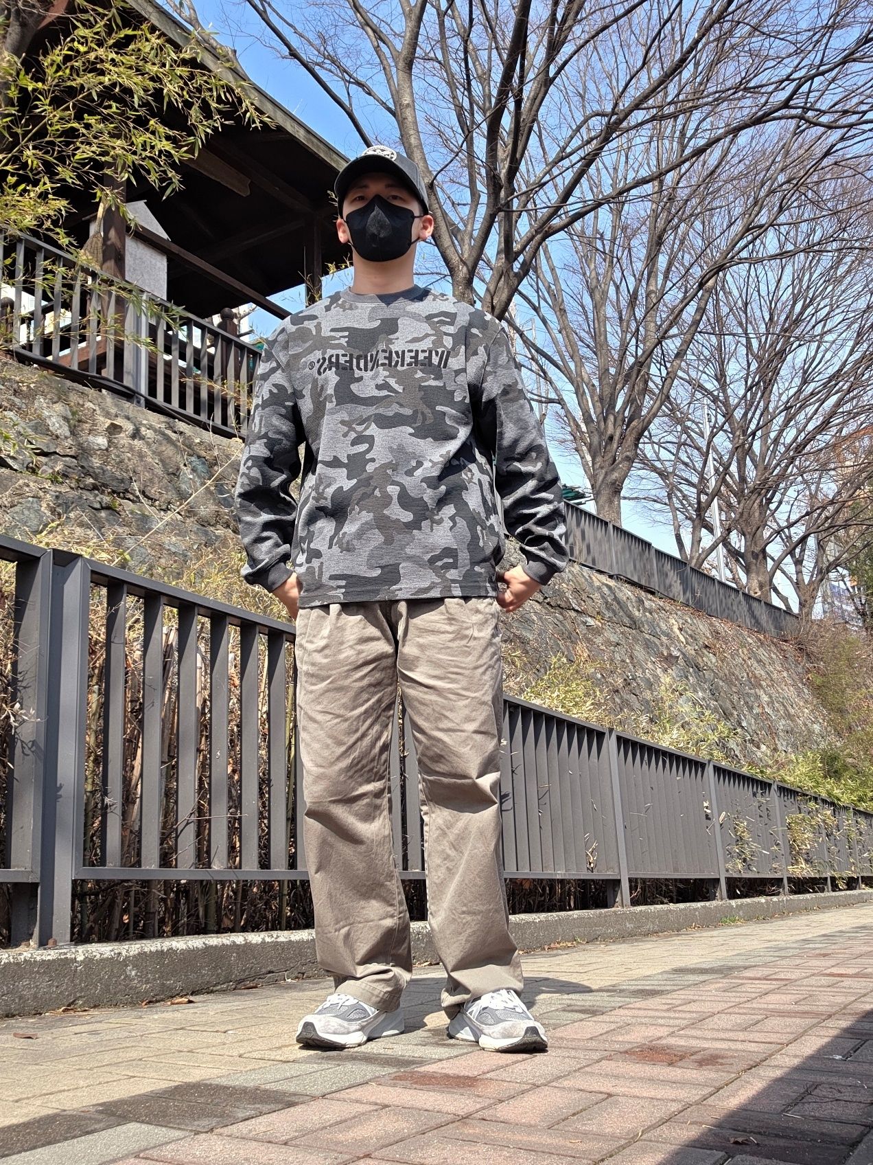 MUSINSA | WKNDRS CAMO WAFFLE LS T-SHIRT (D.GREY)