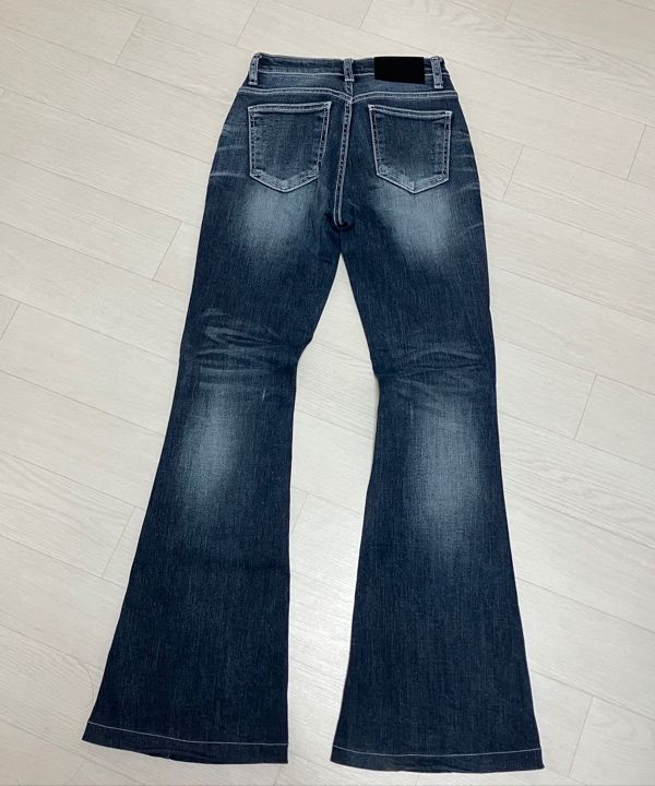 MUSINSA公式 | SYNERJYN BRUSH CAT WASHING DENIM PANTS BLUE