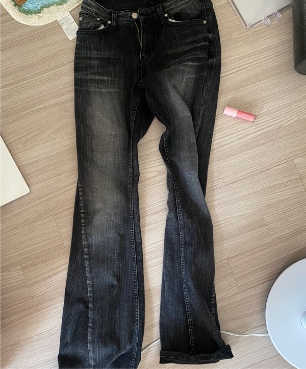 MUSINSA公式 | SYNERJYN SLUB CAT WASHING DENIM PANTS BLACK