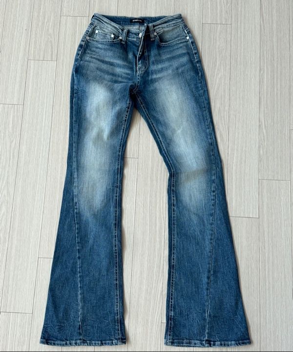 MUSINSA公式 | SYNERJYN WRINKLE CAT WASHING LOW-RISE JEANS LIGHT BLUE