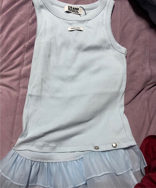 MUSINSA | CRANK Frill Snap Sleeveless_Sky