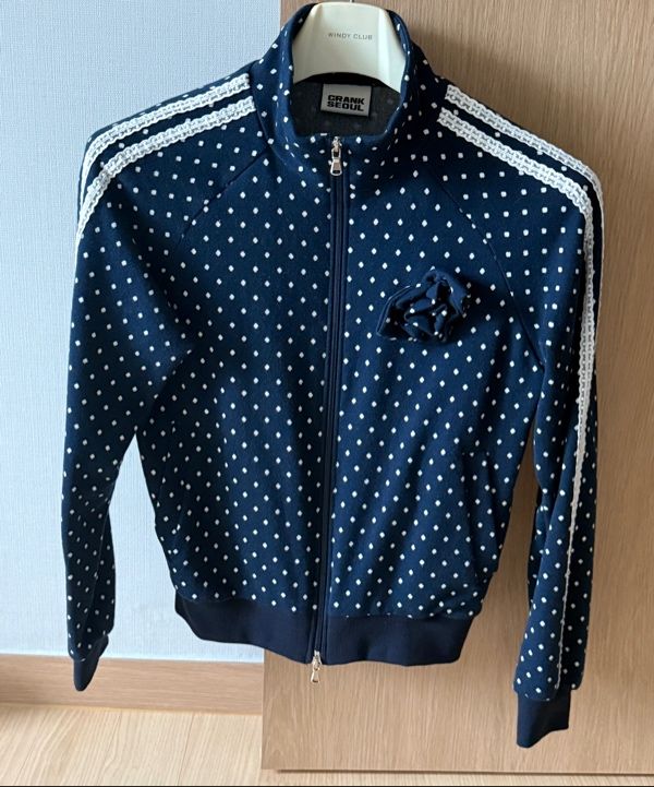 クランク CRANK ローズ ドット トラックジャケット　ネイビー CRANK】ROSE DOT TRACK JACKET / 【クランク】ローズドットダブル