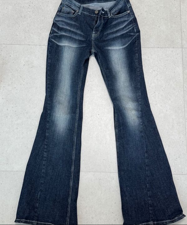 MUSINSA | SYNERJYN 102 CAT WASHING MID-RISE JEANS DEEP BLUE