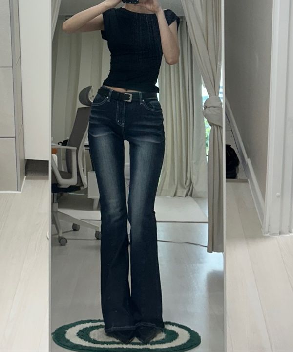 MUSINSA | SYNERJYN CAT WASHING DENIM PANTS DEEP BLUE