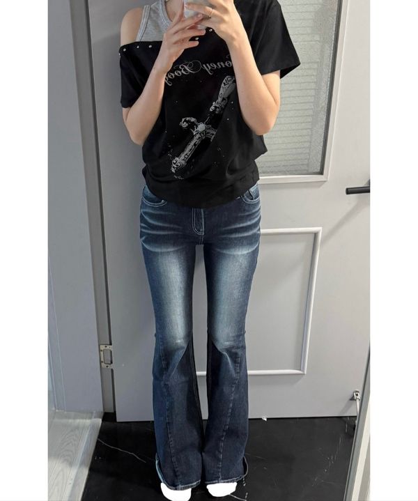 MUSINSA公式 | SYNERJYN CAT WASHING DENIM PANTS DEEP BLUE