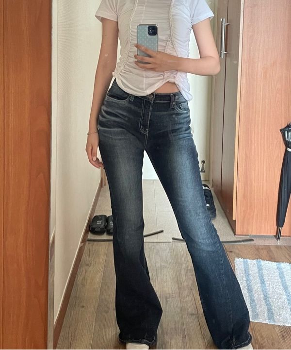 MUSINSA公式 | SYNERJYN CAT WASHING DENIM PANTS DEEP BLUE