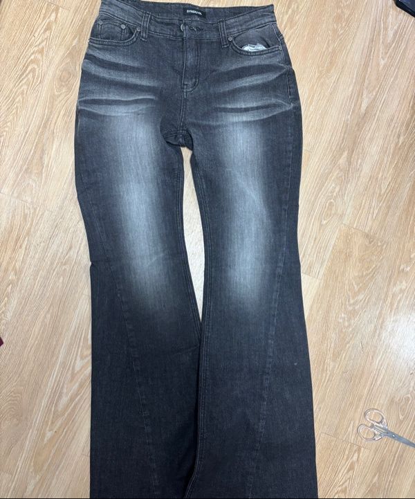 MUSINSA | SYNERJYN CAT WASHING DENIM PANTS BLACK
