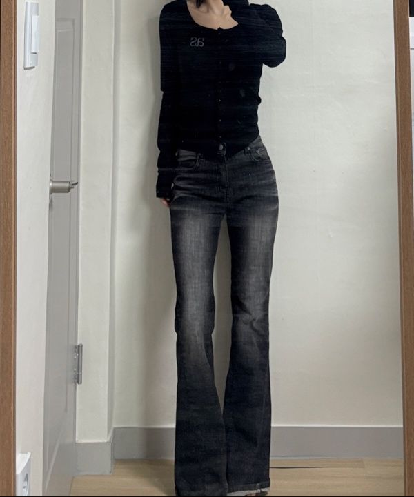 MUSINSA公式 | SYNERJYN CAT WASHING DENIM PANTS BLACK