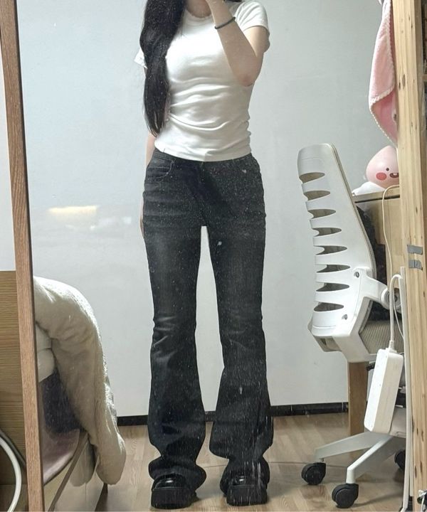 MUSINSA公式 | SYNERJYN CAT WASHING DENIM PANTS BLACK