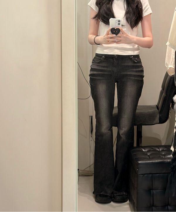 MUSINSA | SYNERJYN 102 CAT WASHING MID-RISE JEANS BLACK