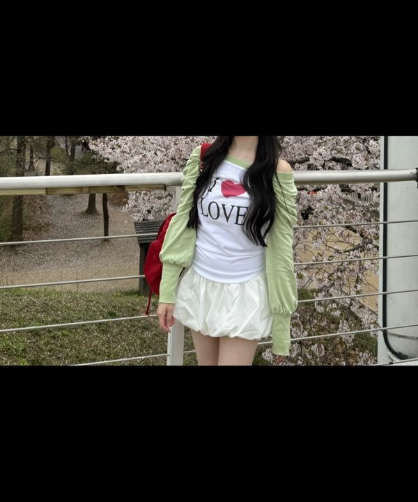 【SCULPTOR】Love Off-Shoulder Tee Peach Love Off-Shoulder Tee Peach – Sculptor