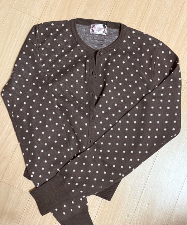 MUSINSA公式 | SCULPTOR Polka Dot Cardigan Brown/Baby Pink