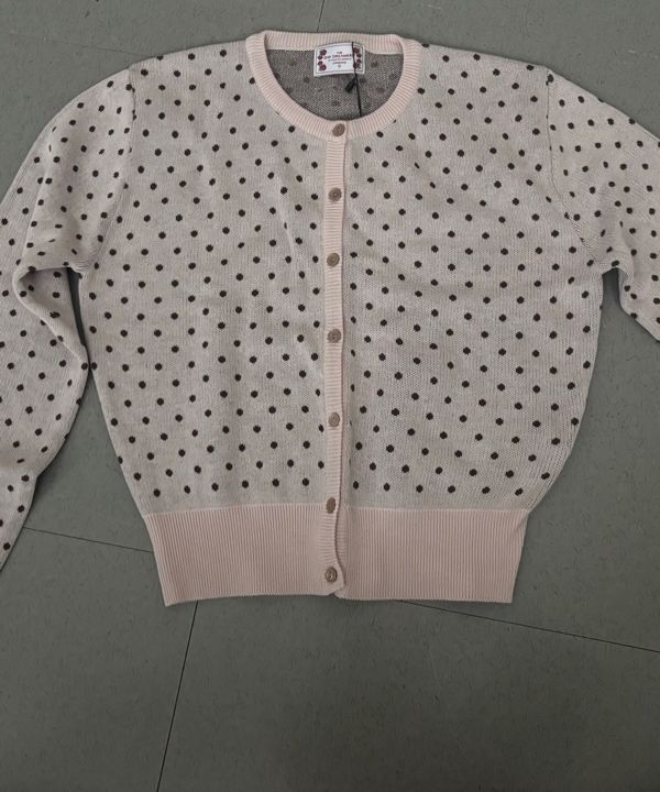 MUSINSA | SCULPTOR Polka Dot Cardigan Baby Pink/Brown