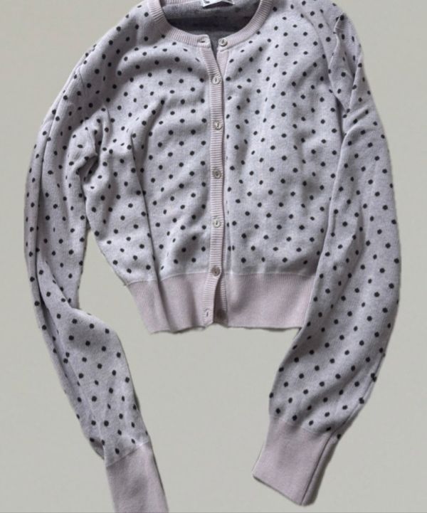MUSINSA | SCULPTOR Polka Dot Cardigan Baby Pink/Brown