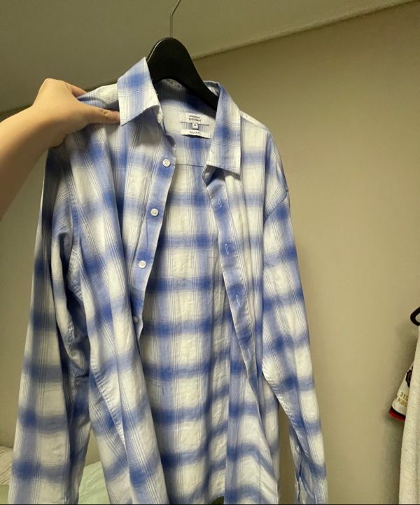 ★MUSINSA STANDARD★ Relaxed ombre check shirt white blue MM MUSINSA | MUSINSA STANDARD Relaxed Ombre Check Shirt [White